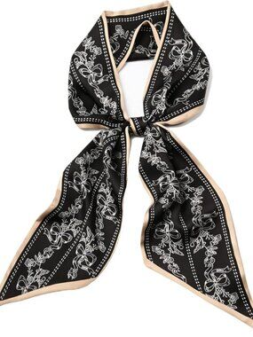 Women's Black White Line Khaki Edge Elegant Oblique Angle  Scarves Bag Scarfs
